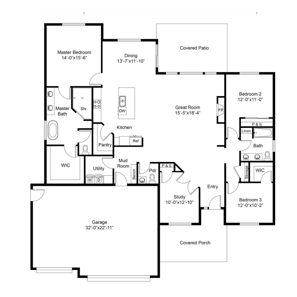 brett lott homes floor plans - oliver floor plan view