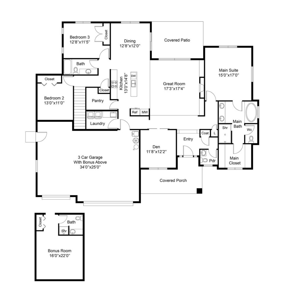 brett lott homes floor plans - alison floor plan view