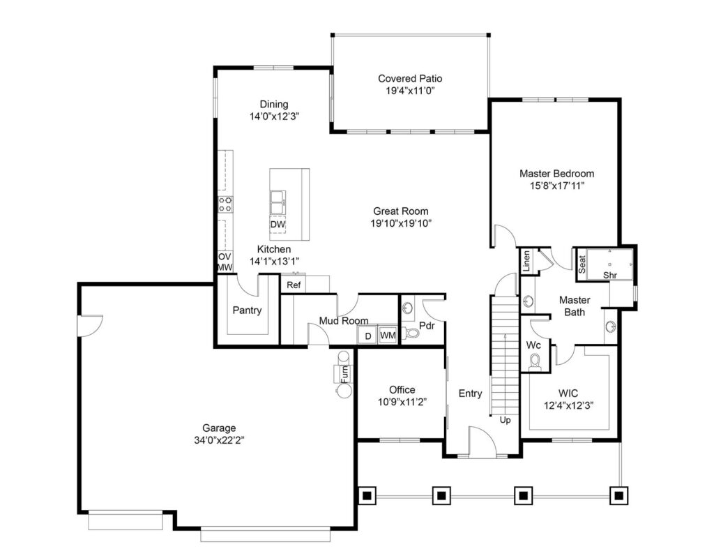 brett lott homes floor plans - harper main level floor plan view