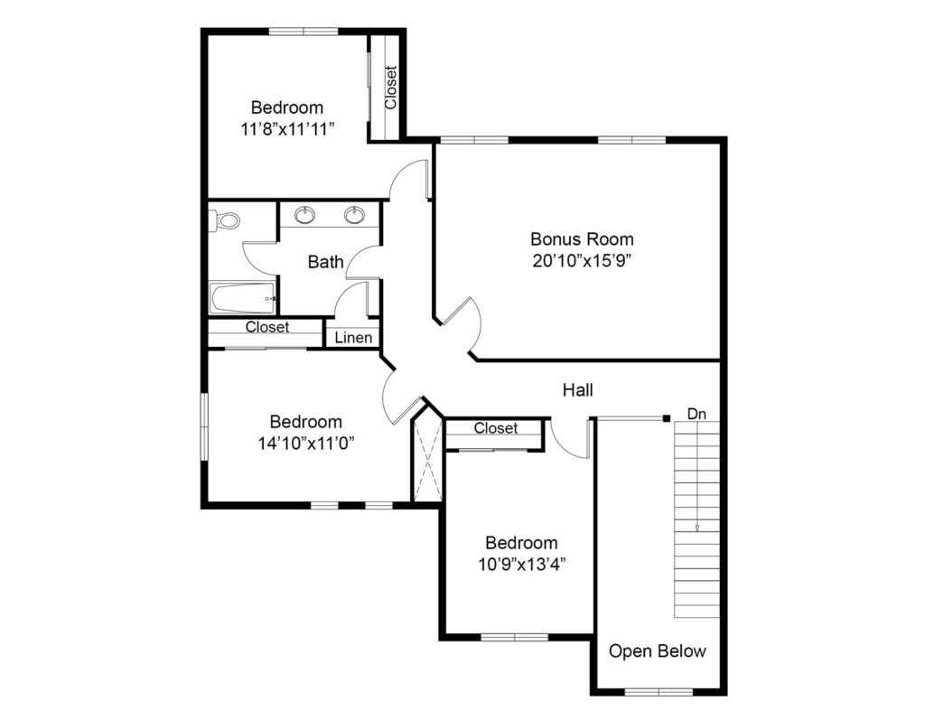 brett lott homes floor plans - harper upper level floor plan view